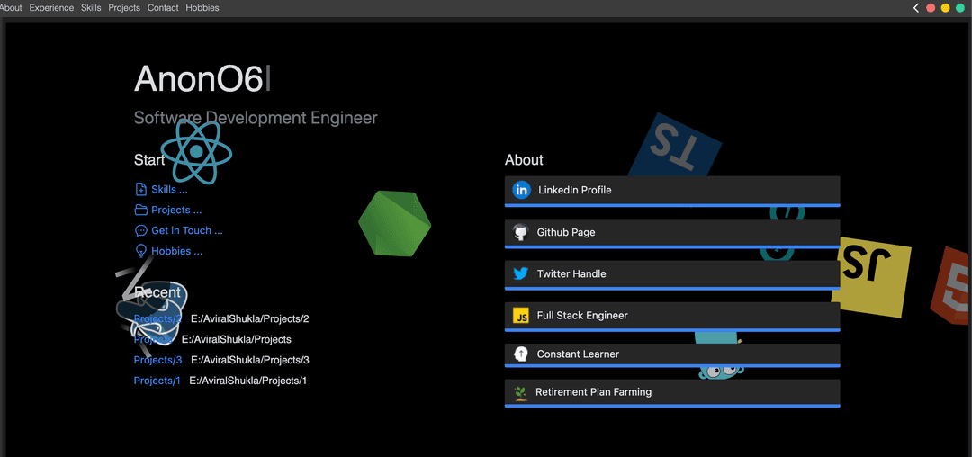 VS Code Themed Portfolio Website